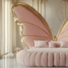Neoclassical Circular Bed featuring Butterfly Design – Hand Carved Custom Bedroom Furniture