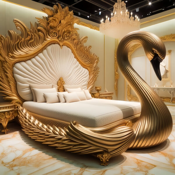 1 This Luxury Swan Bed carved solid wood bed – Hand Carved Custom Bedroom Furniture