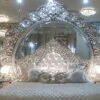 This Crystal Encrusted  Bed carved solid wood bed – Hand Carved Custom Bedroom Furniture