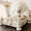 Majestic Lion Head Carved Bed - Hand-Crafted Gilded Luxury Masterpiece