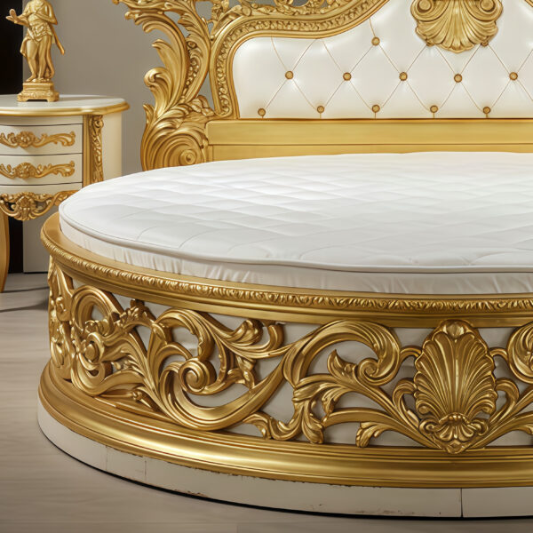 2 This classic round Bed carved solid wood bed – Hand Carved Custom Bedroom Furniture