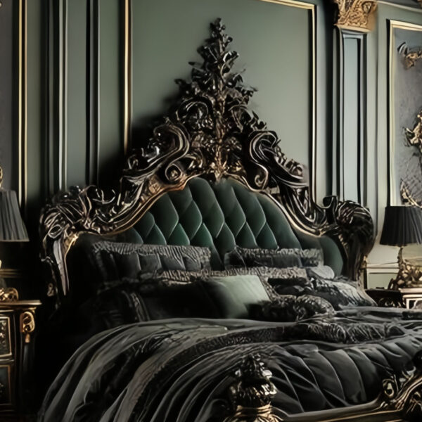 This King Size Bed  Bed carved solid wood bed – Hand Carved Custom Bedroom Furniture