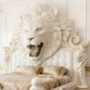 Majestic Lion Head Carved Bed - Hand-Crafted Gilded Luxury Masterpiece