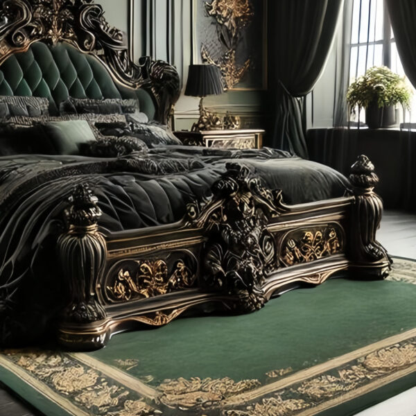 This King Size Bed  Bed carved solid wood bed – Hand Carved Custom Bedroom Furniture