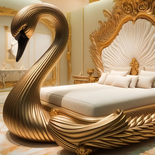 3 This Luxury Swan Bed carved solid wood bed – Hand Carved Custom Bedroom Furniture
