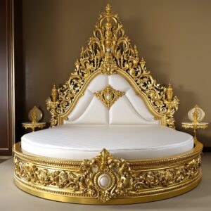 Luxury French Style Solid Wood Bed – Hand Carved Custom Bedroom Furniture