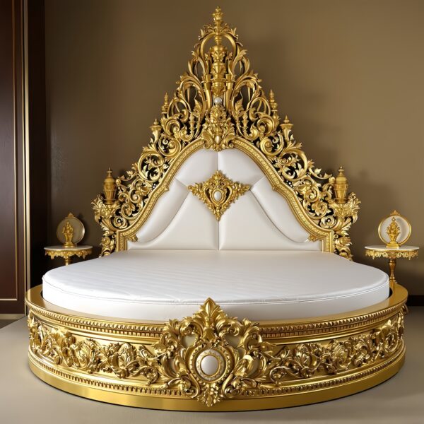 Luxury French Style Solid Wood Bed – Hand Carved Custom Bedroom Furniture