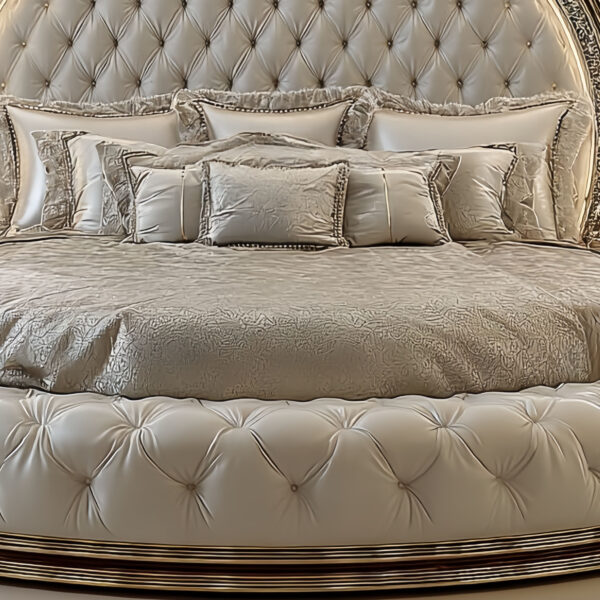 4 This Luxury Villa Round Bed carved solid wood bed – Hand Carved Custom Bedroom Furniture