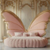 Neoclassical Circular Bed featuring Butterfly Design – Hand Carved Custom Bedroom Furniture
