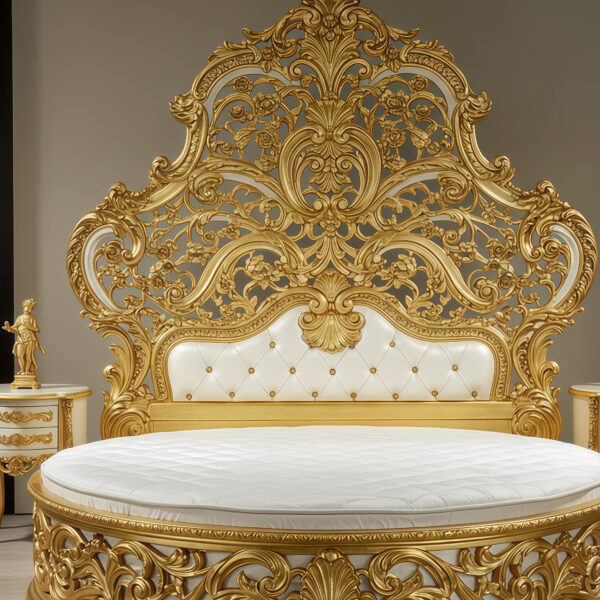 4 This classic round Bed carved solid wood bed – Hand Carved Custom Bedroom Furniture