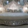 This Crystal Encrusted  Bed carved solid wood bed – Hand Carved Custom Bedroom Furniture
