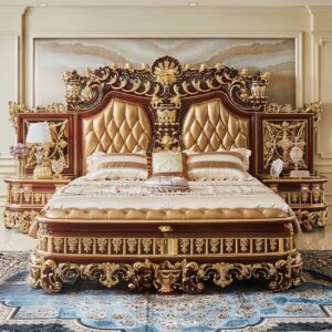This French Luxury  solid wood bed – Hand Carved Custom Bedroom Furniture (Copy)