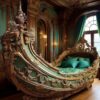 Royal Baroque Pirate Ship Bed - Hand-Carved Gilded Luxury Masterpiece