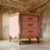 Royal Butterfly Wing Bed – Luxury Hand-Carved Gilded Masterpiece in Soft Pink