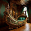Royal Baroque Pirate Ship Bed - Hand-Carved Gilded Luxury Masterpiece